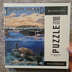 Lantern Press Topsail Island Jigsaw Puzzle Unisex 1000pc Blue NEW Sea Turtle Art